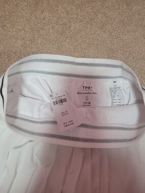Abercrombie kids White Pleated Tennis Skirt with Black Striped Waistband